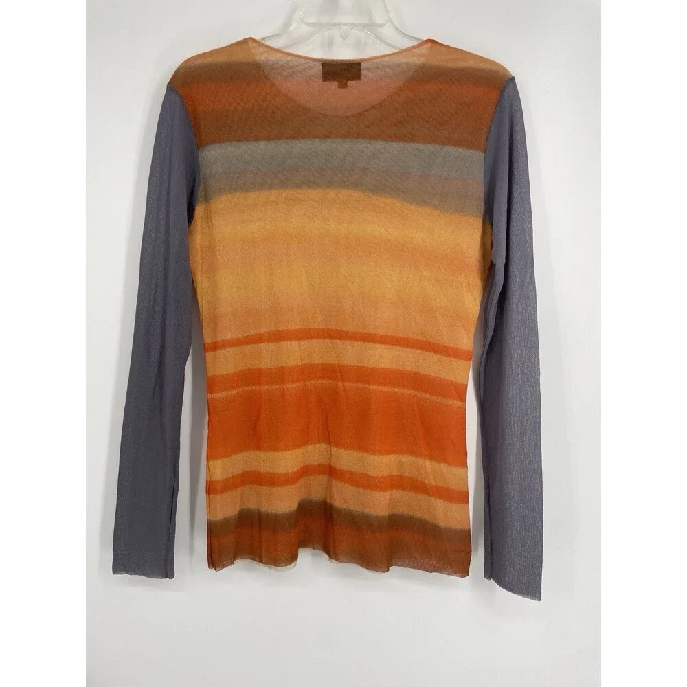 Petit Pois by Viviana G Mesh Top Orange 2 Piece Long Sleeve Top Artsy Y2K USA
